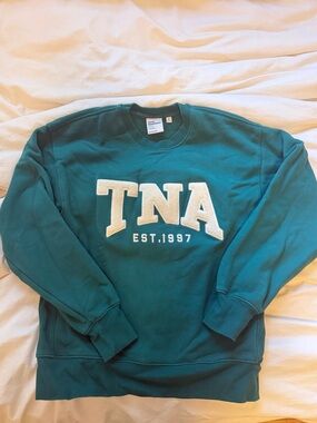 TNA Green Crewneck Sweatshirt with Cream Varsity Logo